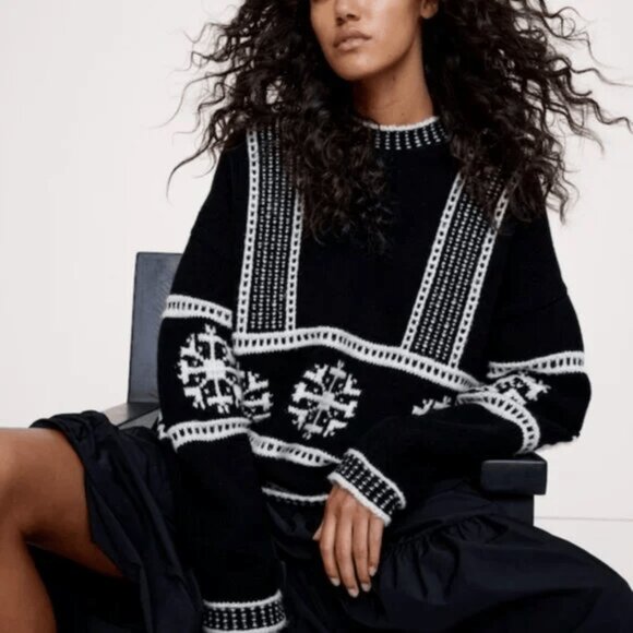 NWT Banana Republic Fair Isle Crew-neck Sweater 2025 HOLIDAY Collection Preview - Picture 5 of 10